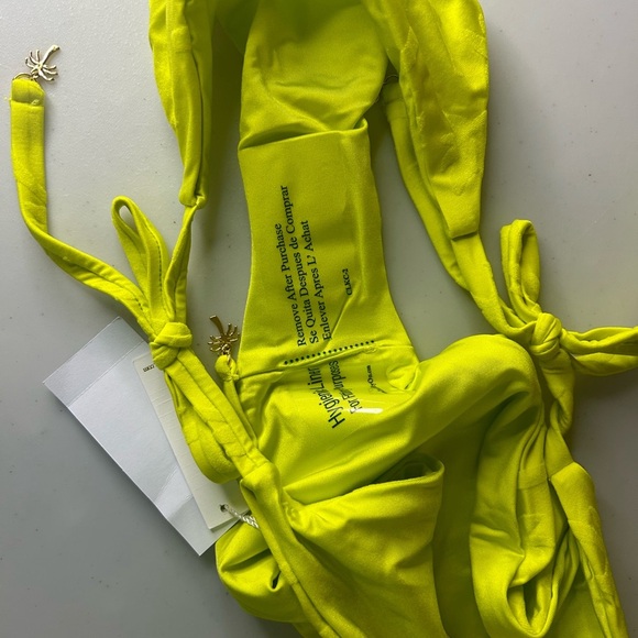 Trina Turk Sway Palm Tree Jacquard Side Tie Bikini Bottom Lemongrass Size 12 NWT - Picture 5 of 6